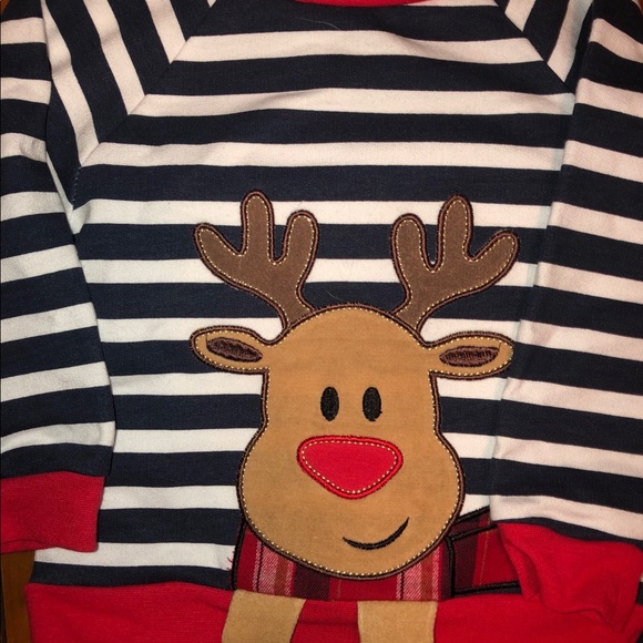 Reindeer Striped Shirt and Cropped Pant Set - Picture 2 of 5